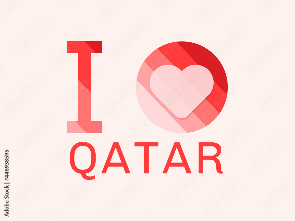 I Love Qatar with heart shape Vector I Love Qatar with heart shape Vector
