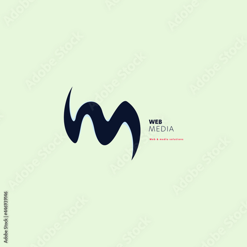 Web media logo. Media logo. Vector illustration. W letter. M letter logo.
