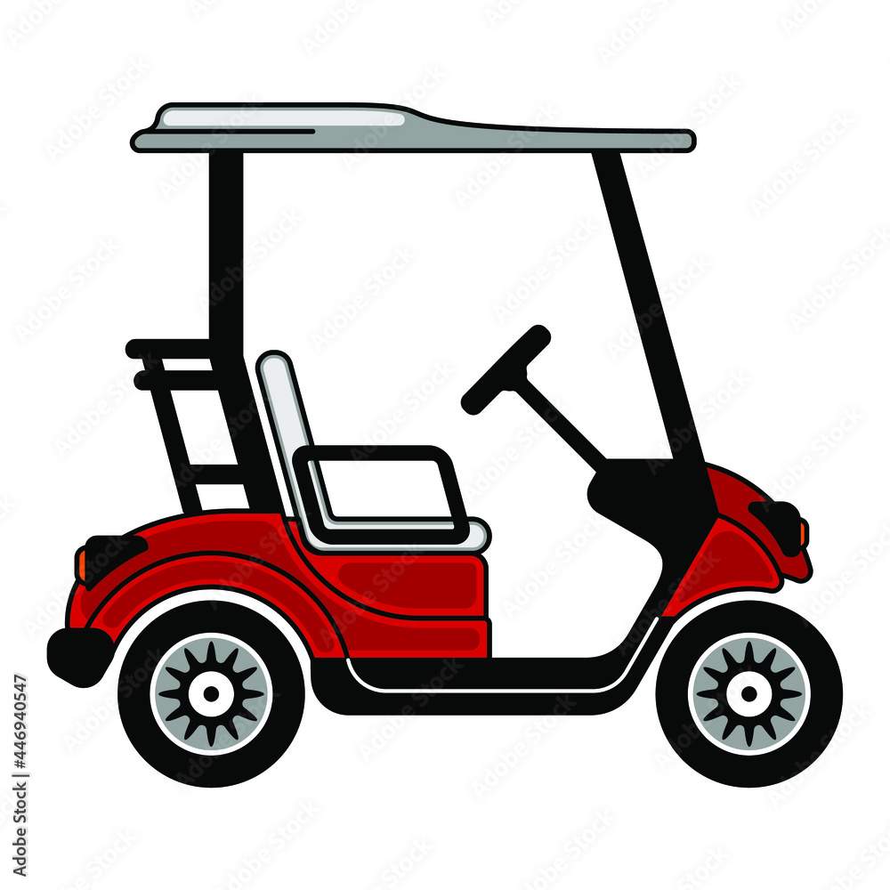 Nice golf cart icon Vector design isolated on white background Golf trolley emblem