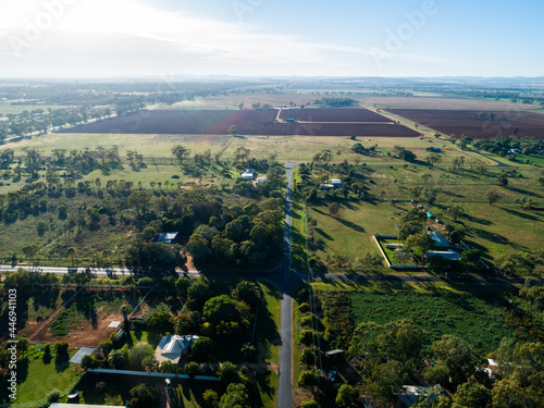 Aerial view over countryside of tilled farmland in Narromine photo