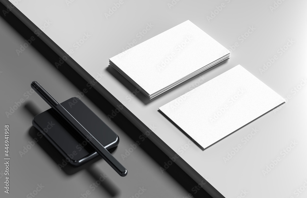 Realistic business card mock up isolated on white background. 3D illustration. Realistic business card mock up isolated on white background. 3D illustration.