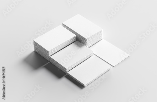 Realistic business card mock up isolated on white background. 3D illustration.
