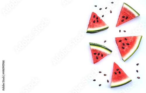 Obraz na plátně Pieces of fresh melon against white background