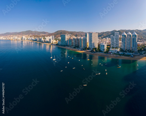 Beautiful view of the beach, aerial view of the sea, acapulco beach photo