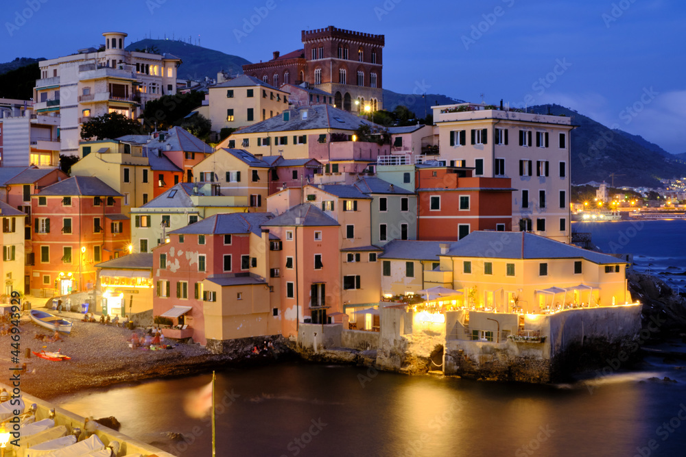 Boccadasse beach with the colorful houses