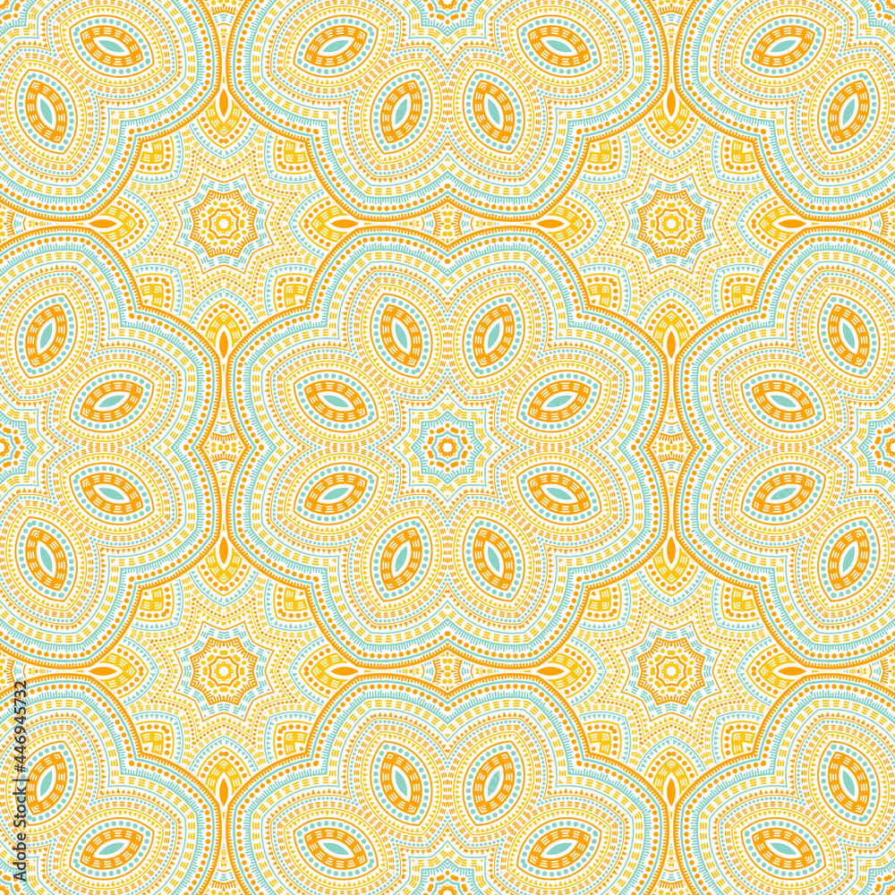 Moroccan traditional geometric vector seamless pattern. Textile print design. Cute tunisian ornament. Floor print design. Geometric shapes elements texture.