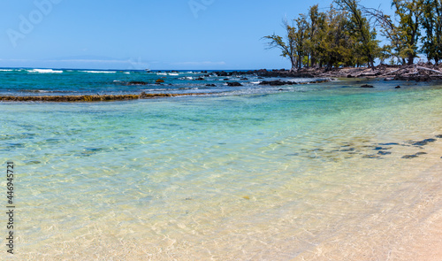 Fototapeta Naklejka Na Ścianę i Meble -  The Calm Water of Pu'u Ali'i Beach,  Kekaha Kai State Park, Hawaii Island, Hawaii, USA