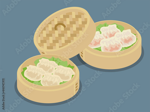 えび餃子と蒸し餃子のベクターイラスト素材