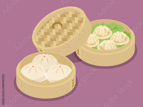 小籠包と肉まんのベクターイラスト素材