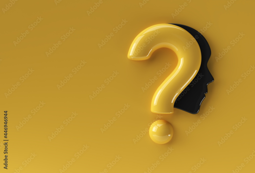 3d Render Question Mark with Human Face Icon illustration Design Element. 3d Render Question Mark with Human Face Icon illustration Design Element.