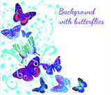 Illustration delicate background with butterflies and drops