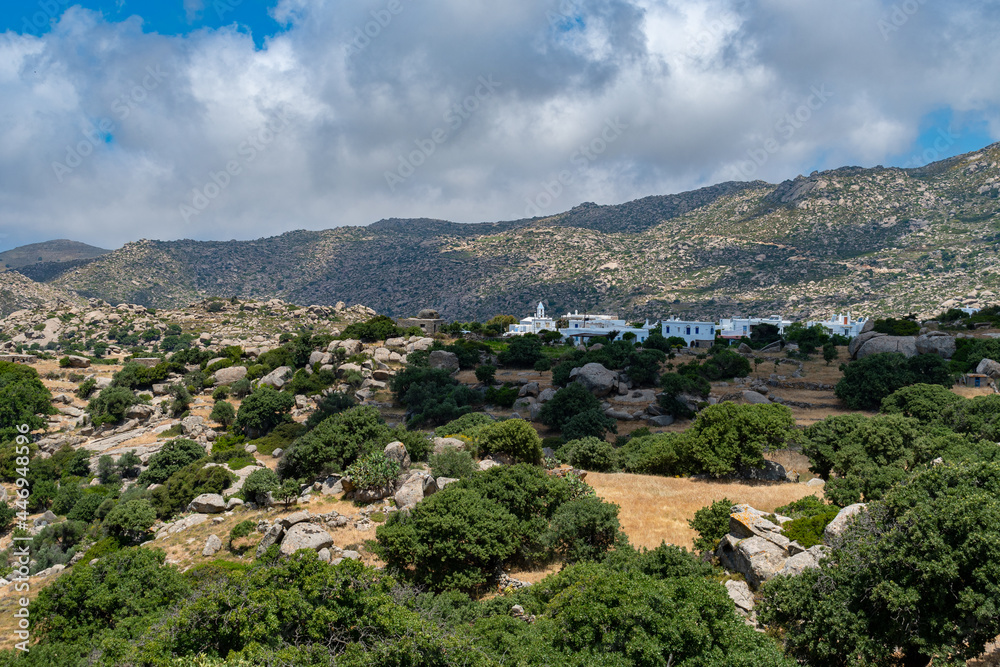 Landscape around Volax village, with huge granite stones at Tinos island, Greece