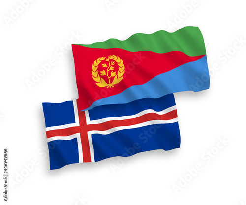 Free Download National vector fabric wave flags of Eritrea and Iceland isolated on white background. 1 to 2 proportion. - GFXLoad