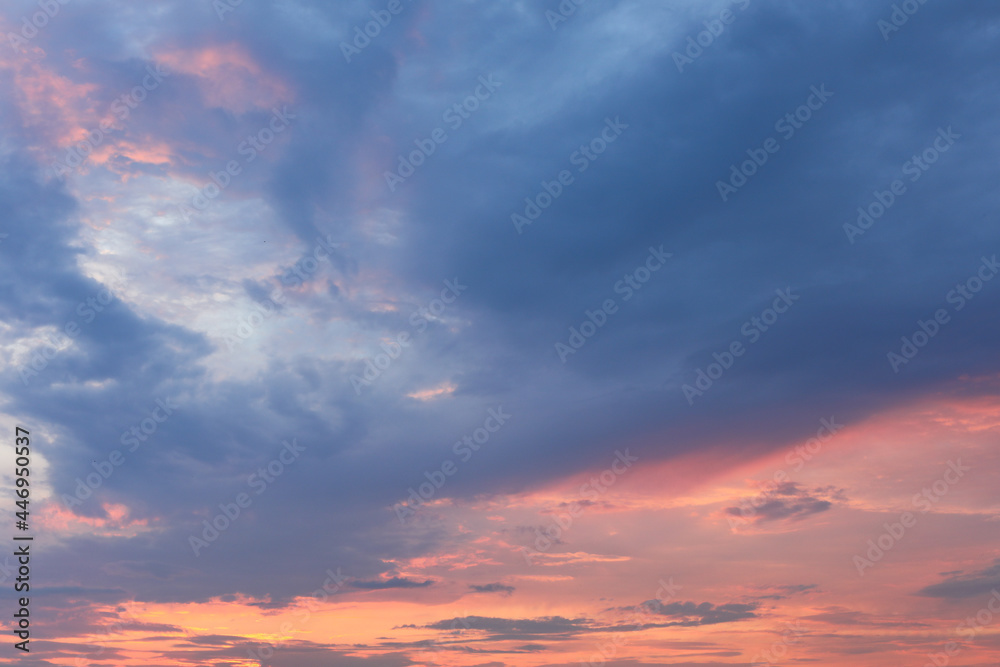 sunset sky with clouds, clouds in the sky, blue sky with clouds
