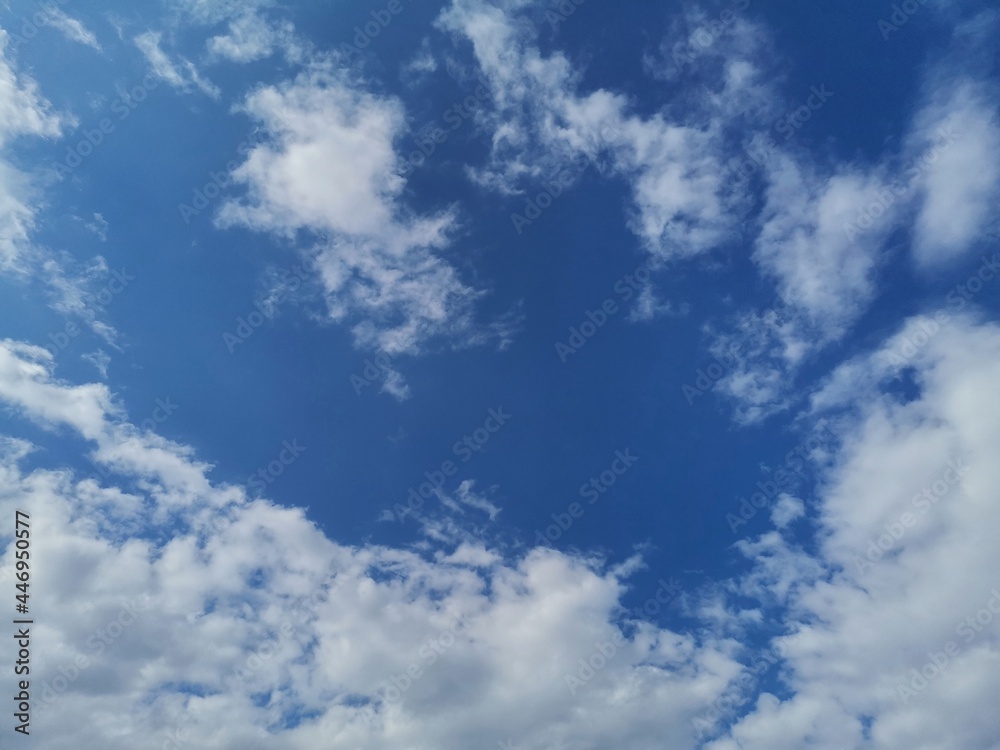 Blue sky and white clouds.