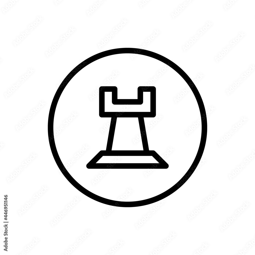 Rook chess icon vector line rounded style Rook chess icon vector line rounded style
