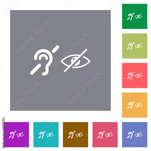 Hearing and visually impaired symbols square flat icons