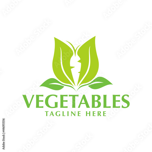 green vegetable logo with green leaf and carrot