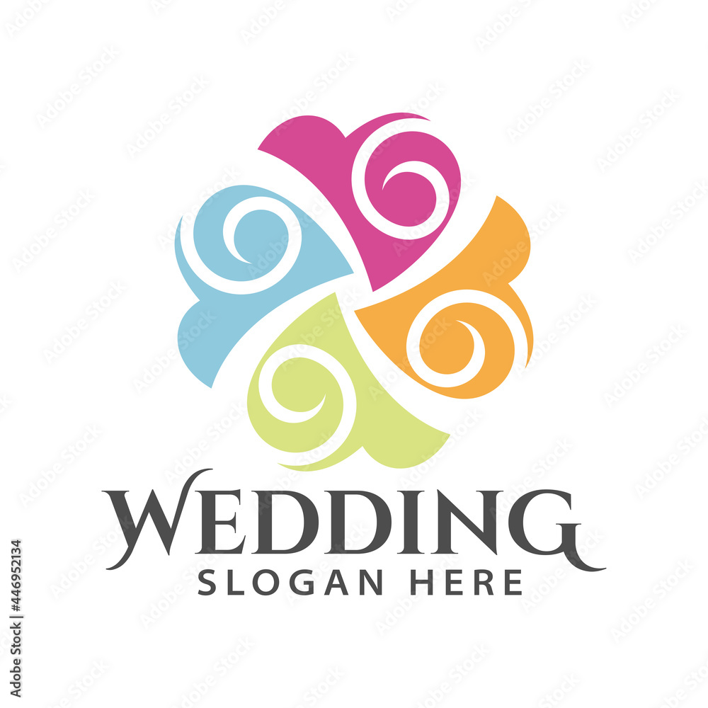  Colorful bouquet of wedding flowers logo design template inspiration
