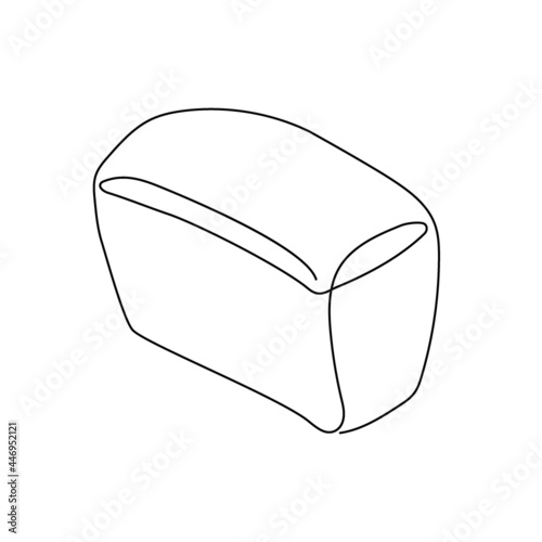 Bread brick one line art. Continuous line drawing of loaf of white bread.