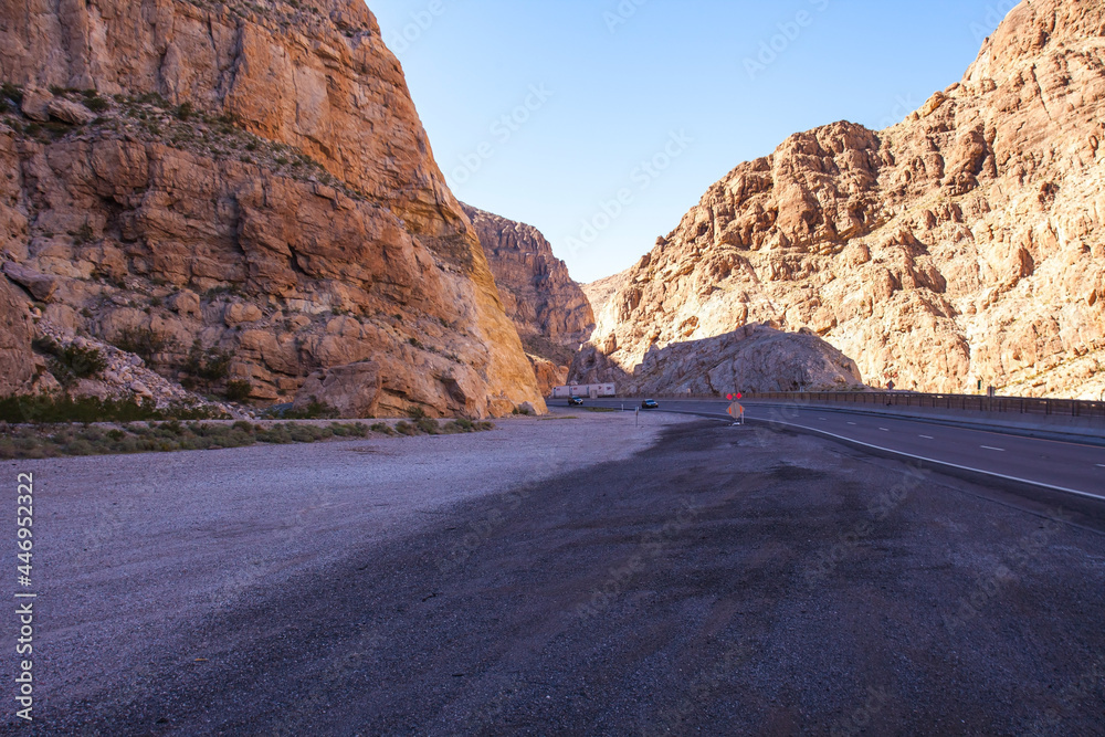 The Interstate 15 passing through the Virgin River Gorge.