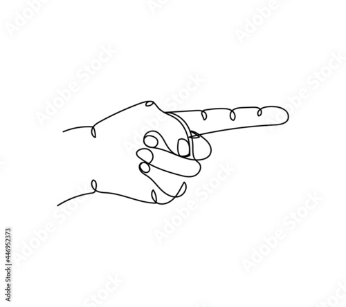 Pointing gesture one line art. Continuous line drawing of gesture, hand, gesture indicating, forefinger.