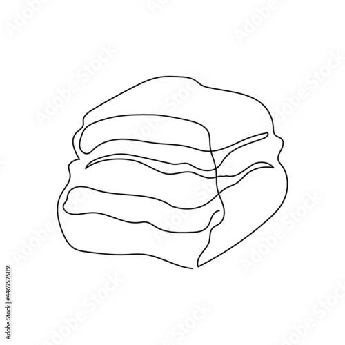 Lard with meat continuous line drawing. One line art of bacon, belly meat, pork.