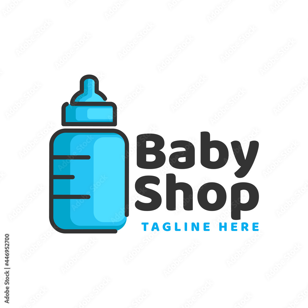Blue pacifier baby shop line logo design template inspiration Blue pacifier baby shop line logo design template inspiration