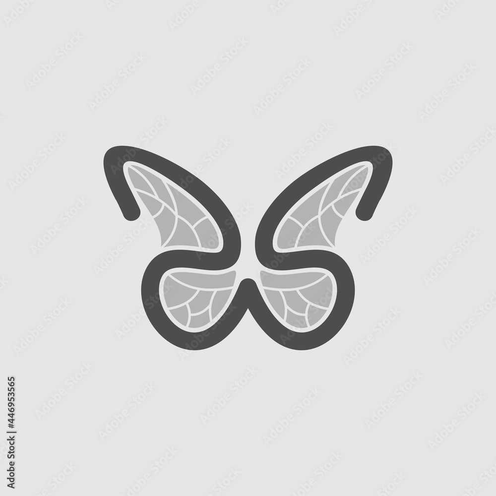 SS letter hand drawn logo with butterfly. luxury butterfly logo vector SS letter hand drawn logo with butterfly. luxury butterfly logo vector