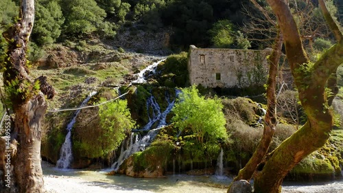 Aerial, Souli Mills And Waterfalls, Epirus, Greece photo