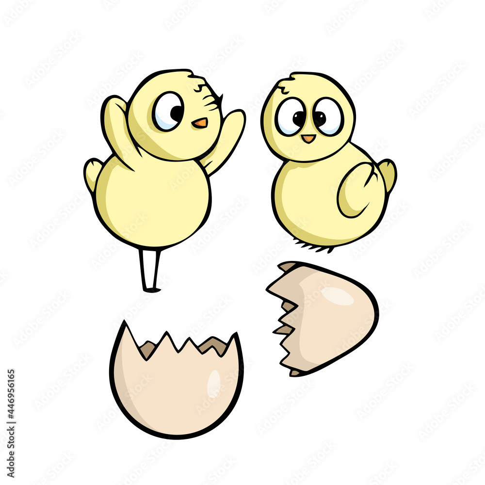 hatched chicks easter isolated Vector illustration hatched chicks easter isolated Vector illustration