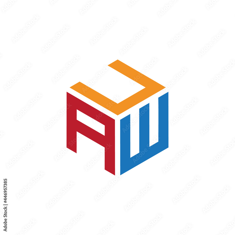 Hexagon logo with the letters UAW design Hexagon logo with the letters UAW design
