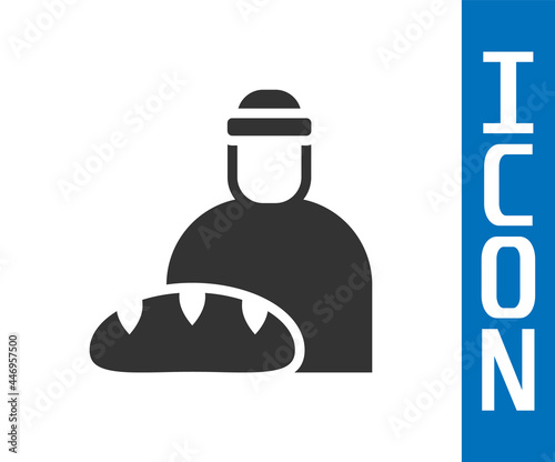 Grey Feeding the homeless icon isolated on white background. Help and support. Giving food to the hungry concept. Vector
