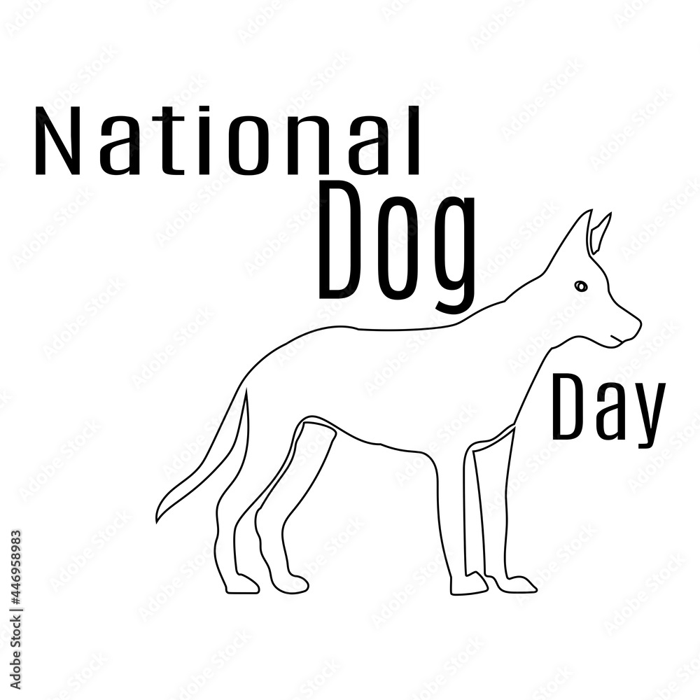 National Dog Day, contour silhouette of a dog for a thematic opening or banner National Dog Day, contour silhouette of a dog for a thematic opening or banner