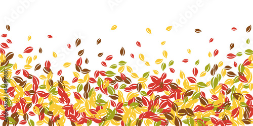 Falling autumn leaves. Red, yellow, green, brown c