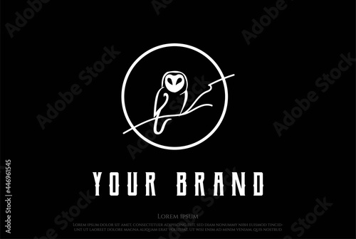 Moon Owl Dark Night Logo Design Vector