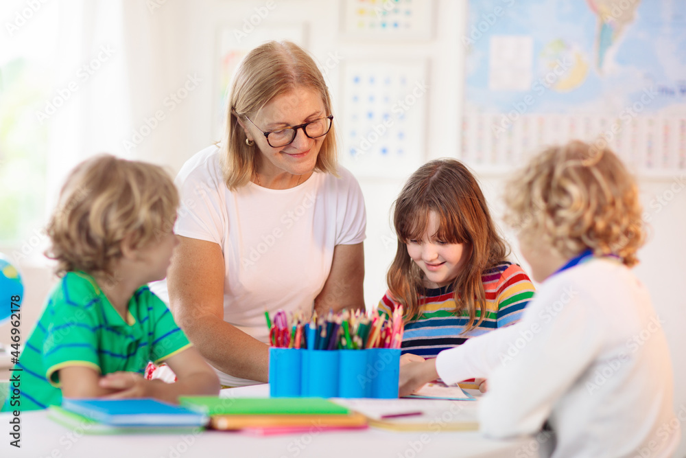 Kids in school. Children in class. Kids in school. Children in class.