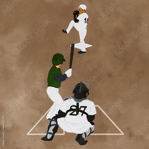 Image scene of players playing baseball games