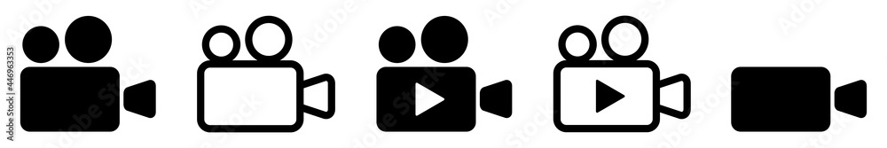 Set of video camera icons. Movie signs, isolated on a white background. Vector. Set of video camera icons. Movie signs, isolated on a white background. Vector.