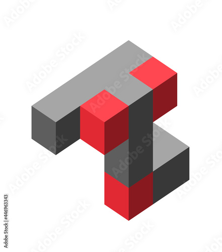 Abstract cubic isometric logo object  can be used as a template