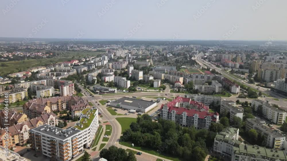 The urban landscape of Bialystok with a bird's-eye view of the church and the traffic. The urban landscape of Bialystok with a bird's-eye view of the church and the traffic.