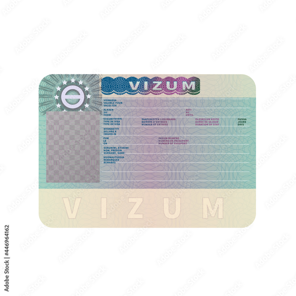 European Union visa realistic dummy template on white Stock-Vektorgrafik |  Adobe Stock