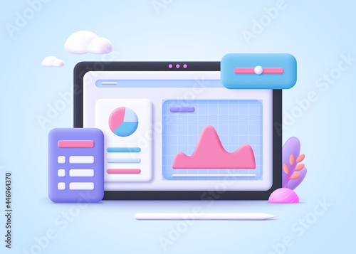 Concept of process optimization. Business improvement , development,  project planning, effective team work. 3d realistic vector illustration.