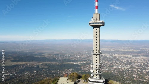 Aerial Autumn view of Kopititoto tower and panorama to city of Sofia, Bulgaria photo
