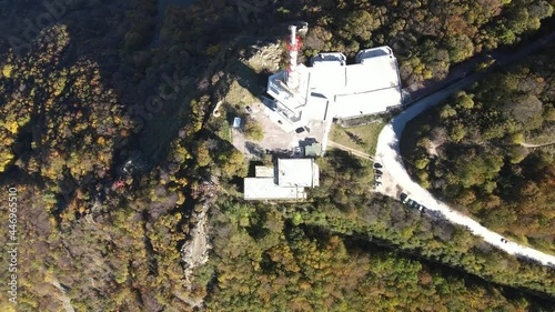 Aerial Autumn view of Kopititoto tower and panorama to city of Sofia, Bulgaria photo