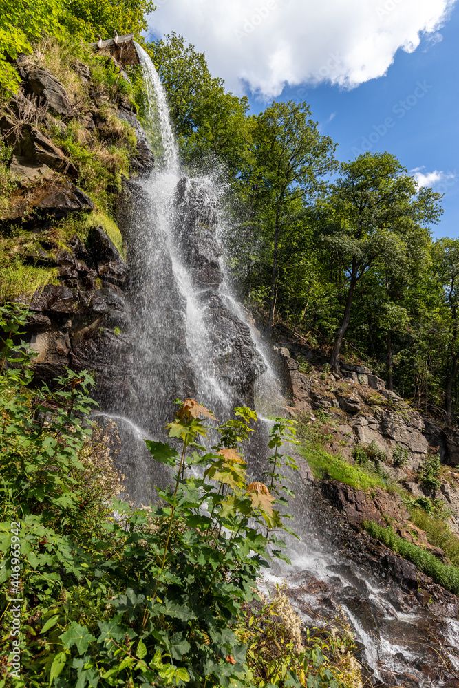 Fototapeta premium Trusetaler waterfall near Brotterode-Trusetal in Thuringia
