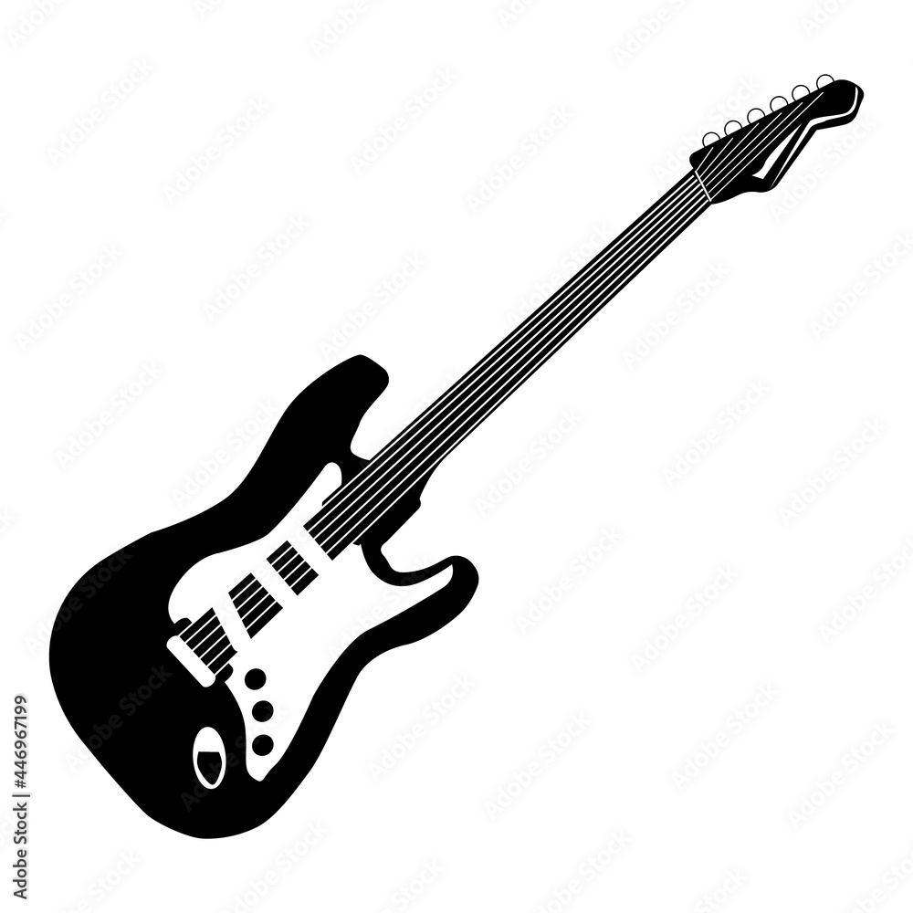 Obraz premium Electric guitar music instrument icon. Vector illustration isolated on white background.