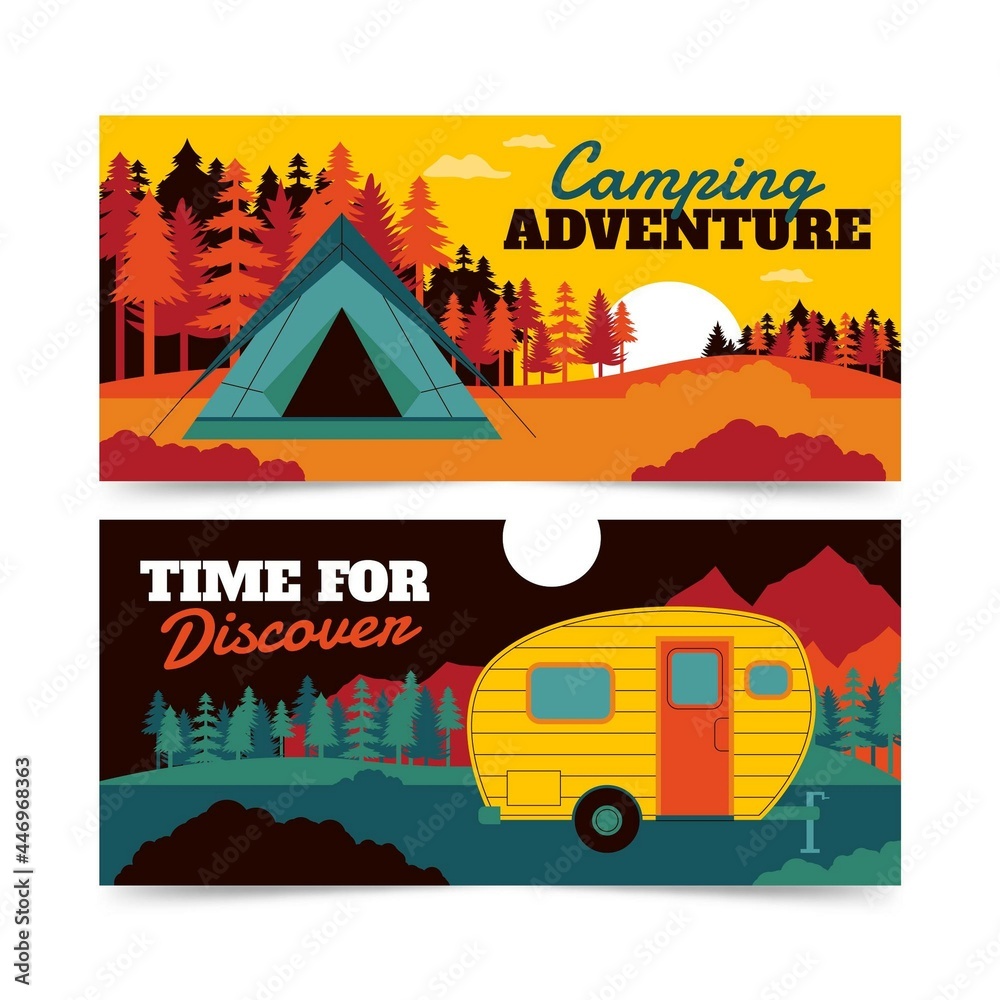 Fototapeta premium Flat adventure banners set