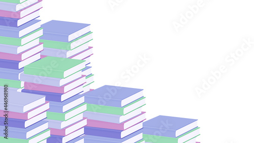 積み上げた本のフレーム_イラスト_積読_16:9