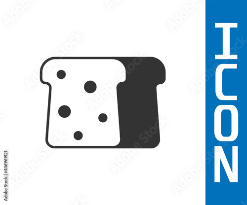 Grey Bread toast for sandwich piece of roasted crouton icon isolated on white background. Lunch, dinner, breakfast snack. Vector